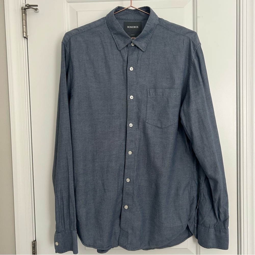 MEN’S BONOBOS 100% Cotton Blue Button Down Shirt